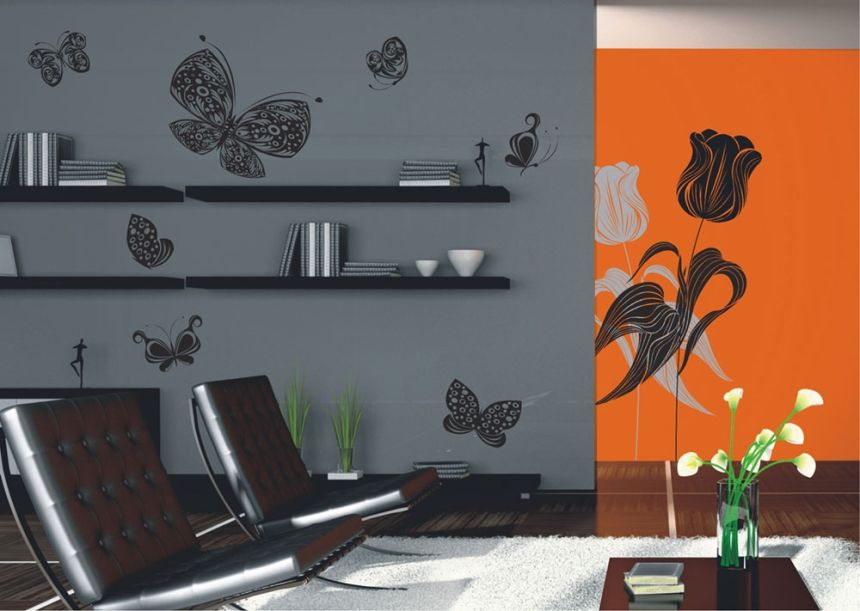 Selbstklebende Wanddekoration F 0459, Schwarze Schmetterlinge, AG Design