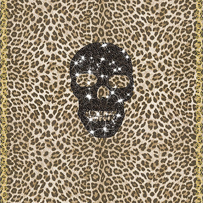 Leopard Fototapete Totenkopf mit Kristallen Z80081 Philipp Plein, Zambaiti Parati