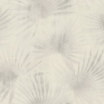Weiß-graue Luxustapete mit Palmenblättern 72912, Zen, Emiliana Parati 