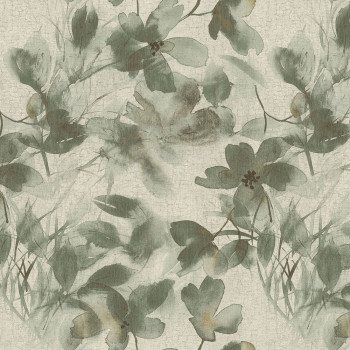 Graugrüne Luxustapete mit Blumenmuster 72952, Zen, Emiliana Parati 