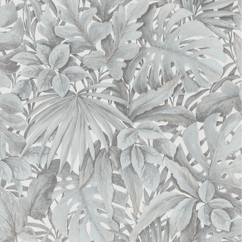 Graublaue Luxustapete mit Blättern 33306, Botanica, Marburg