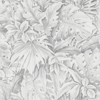 Graue Luxustapete mit Blättern 33308, Botanica, Marburg