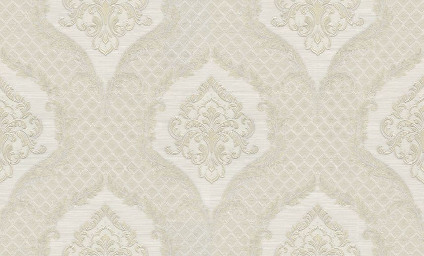 Luxuriöse weiß-goldene Vlies-Barocktapete, GF62044, Gianfranco Ferre´Home N.3, Emiliana Parati