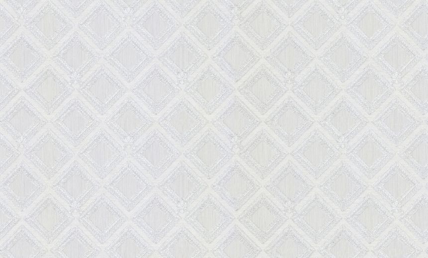 Luxuriöse weiß-silberne geometrische Vliestapete, GF62063, Gianfranco Ferre´Home N.3, Emiliana Parati