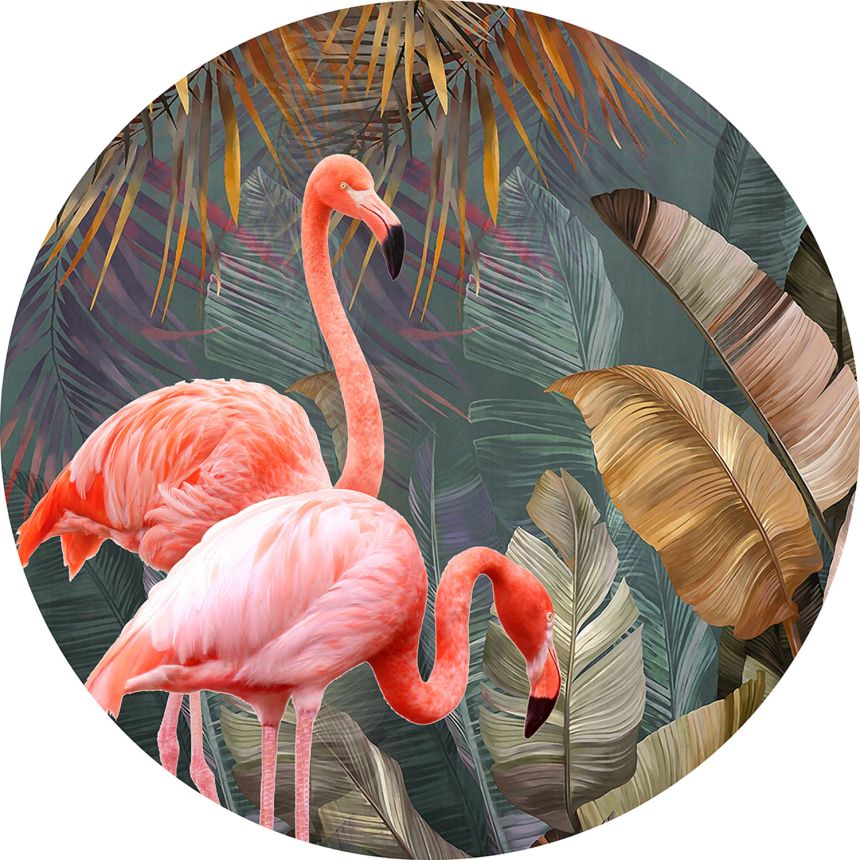 Vorgeklebte kreisförmige Vliestapete mit Flamingos, PLC020, Platinum Shapes, Decoprint