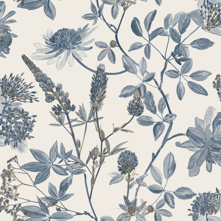 Graublaue Blumentapete, M45801, Elegance, Ugepa