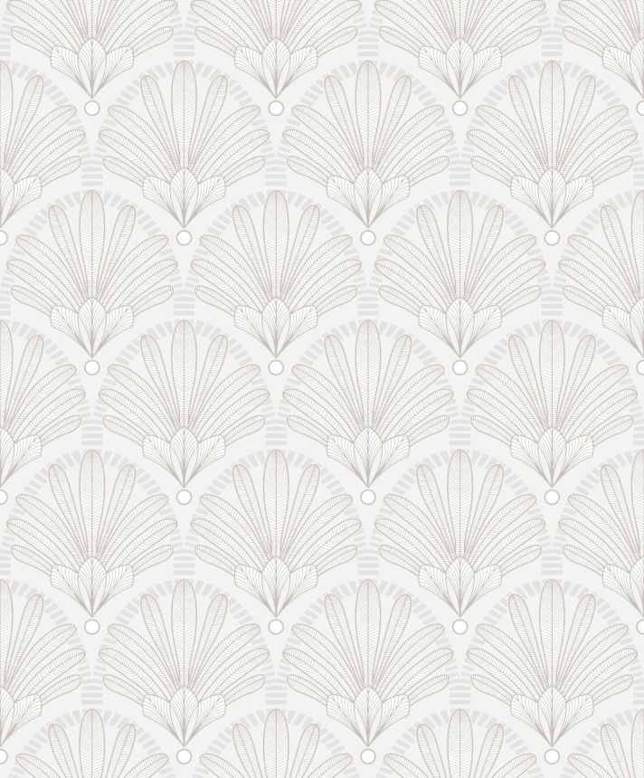 Weiß-silberne Tapete Art Deco, M53300, Elegance, Ugepa