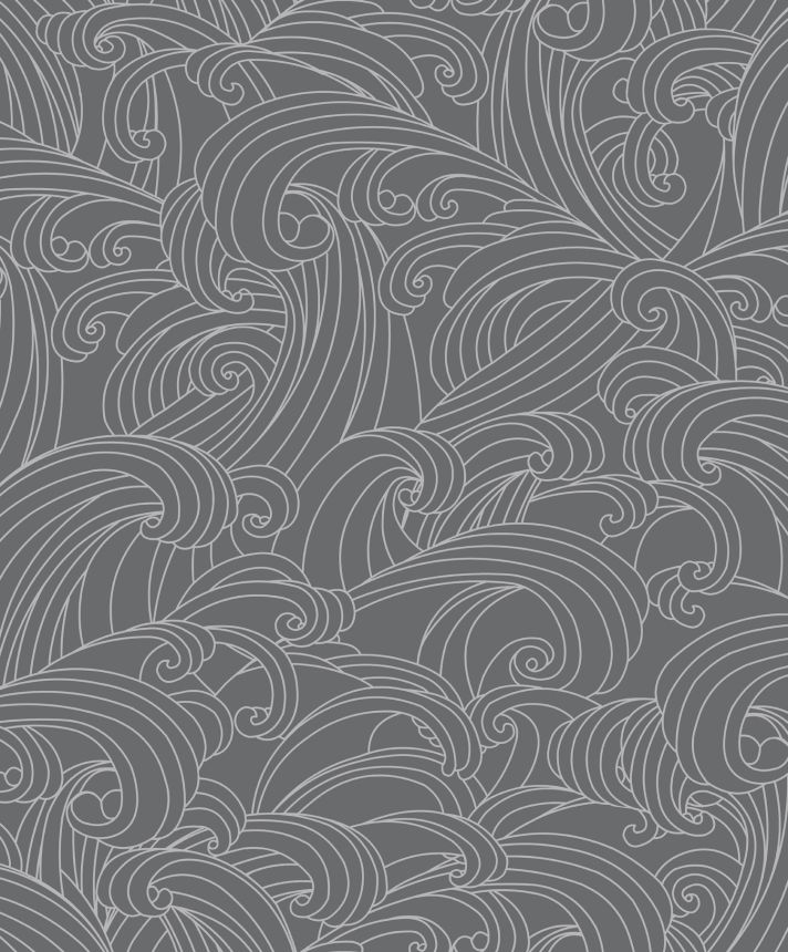 Grau-silberne Tapete, Meereswellen, M62909, Elegance, Ugepa