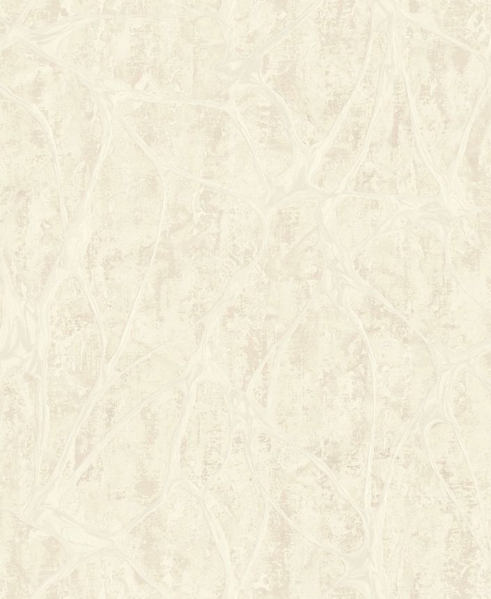 Cremefarbene Luxustapete mit markantem Metallic-Muster, 56806, Aurum II, Limonta