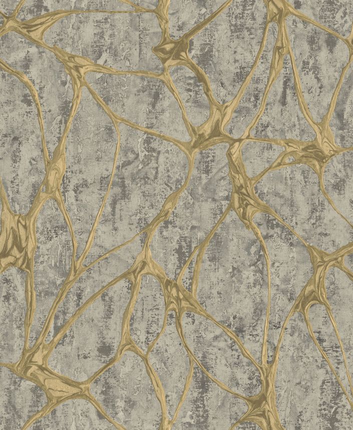 Graue Luxustapete mit markantem Metallic-Muster, 56807, Aurum II, Limonta