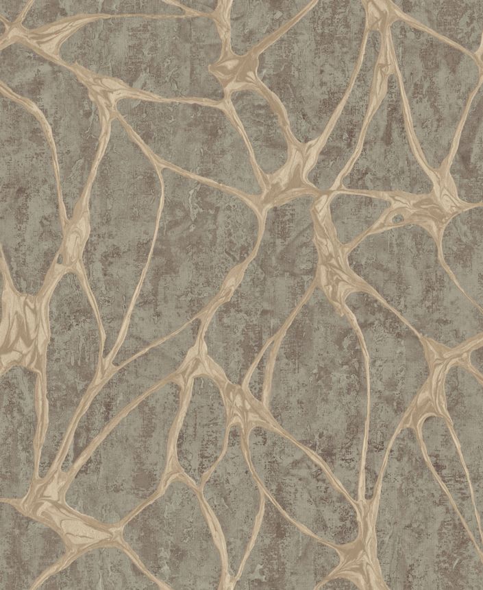 Graubraune Luxustapete mit markantem Metallic-Muster, 56824, Aurum II, Limonta