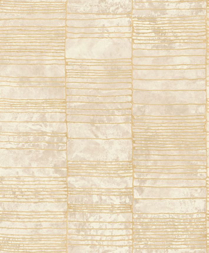 Beigefarbene Luxustapete mit geometrischem Muster, 57402, Aurum II, Limonta