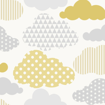 Kindertapete Wolken, Vliestapete 108267, Clouds Yellow Grey, Kids@Home 6, Graham & Brown