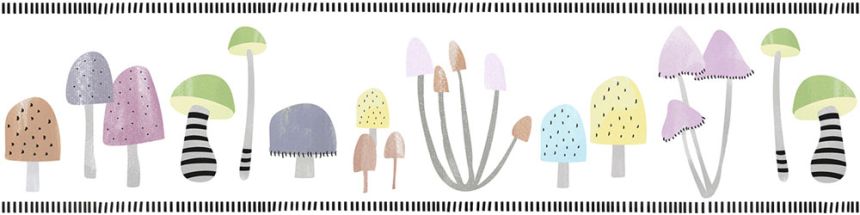 Selbstklebende Tapetenbordüre für Kinder mit Pilzen 3452-1, Oh lala, ICH Wallcoverings