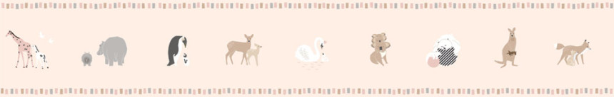 Rosa selbstklebende Kinderbordüre mit Tieren 7504-3, Noa, ICH Wallcoverin