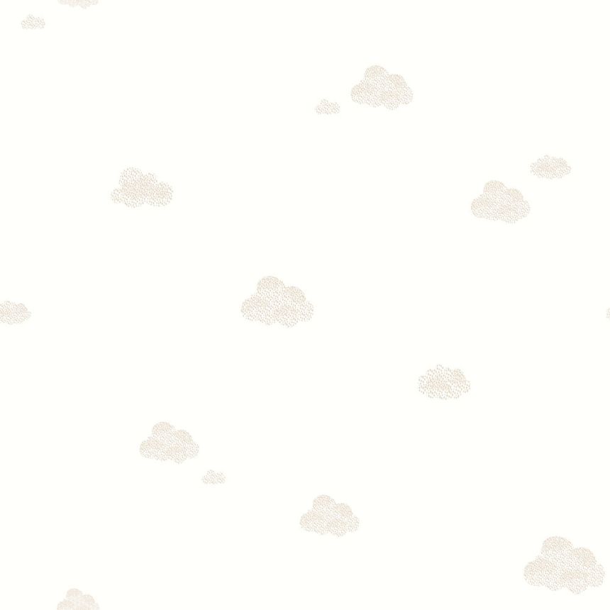 Weiße Kindertapete mit beigen Wolken 7006-2, Noa, ICH Wallcoverings