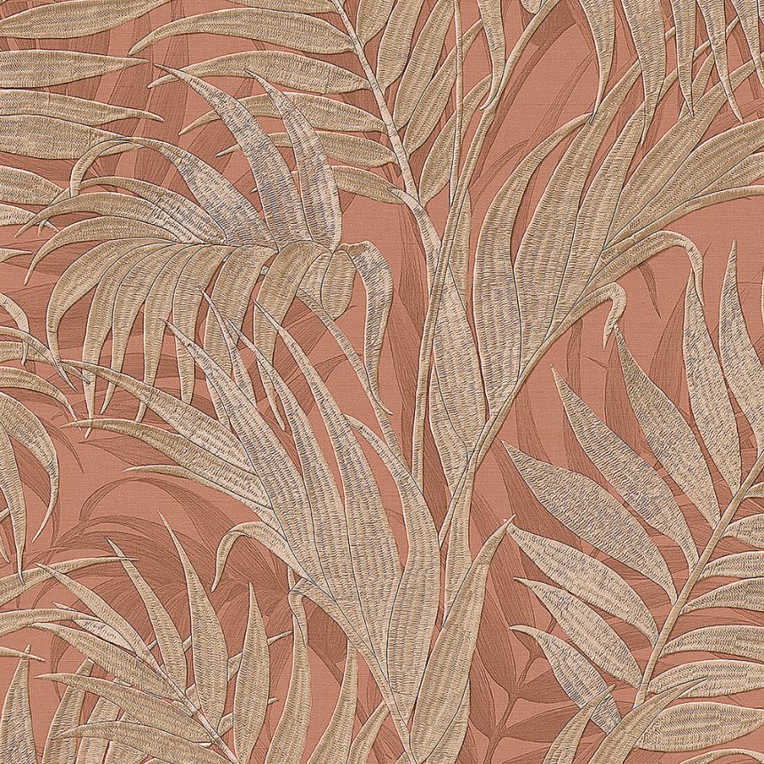 Luxus-Terrakotta-Tapete, Palmblätter GR322106, Grace, Design ID