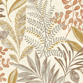 Braun-beige Tapete - Blätter MN3108, Maison, Grandeco