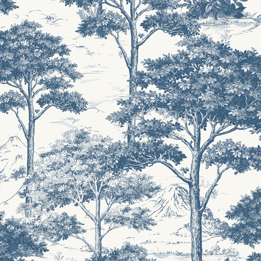 Blaue Tapete, Wald, Bäume MN3007, Maison, Grandeco