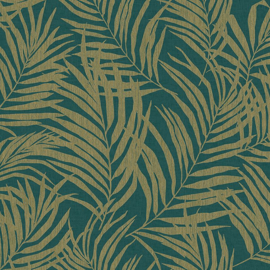 Grün-goldene Tapete mit Palmenblättern MN2014, Maison, Grandeco